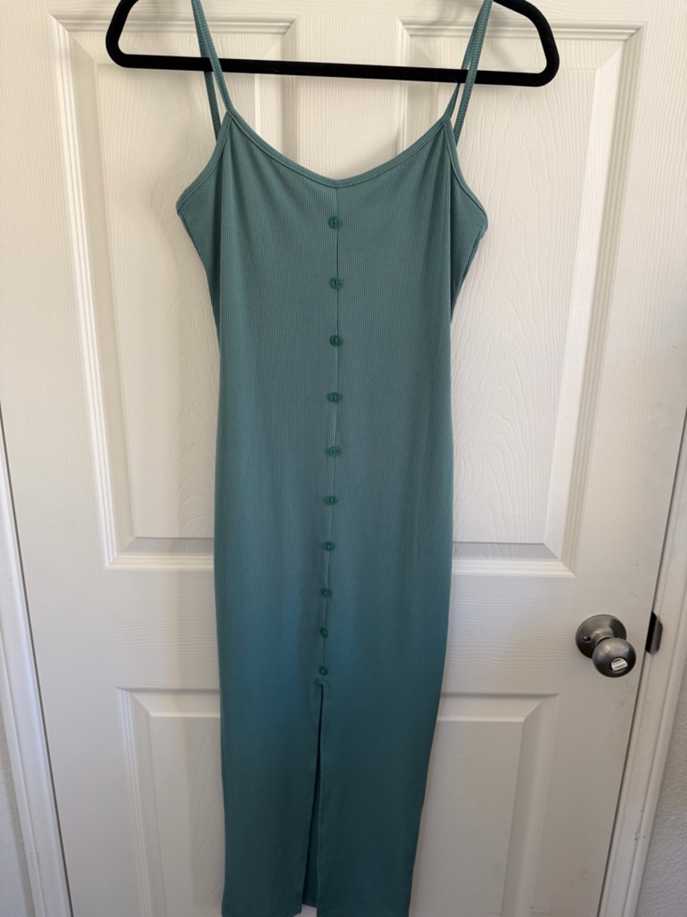 NEW Ribbed Button-Front Slit Midi Dress - Picture 3 of 5